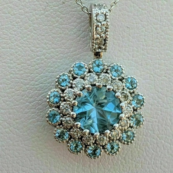 1.22ct Topaz & Moissanite Diamond 14k White Gold Micron Plated Women's Necklace - Picture 5 of 5